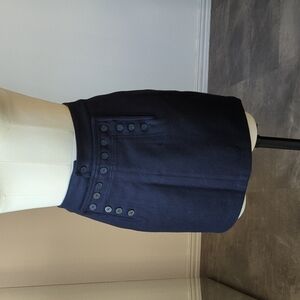 Polo Jeans Co Ralph Lauren Wool Blend Nautical Button Mini Skirt Navy Blue 6